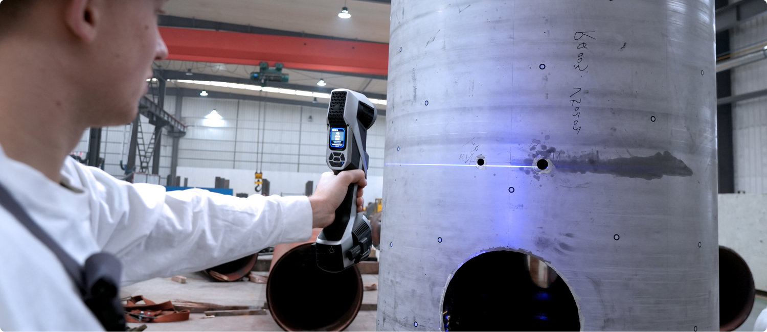 KSCAN-X portable 3D scanner for inspection of industrial metal cylinders